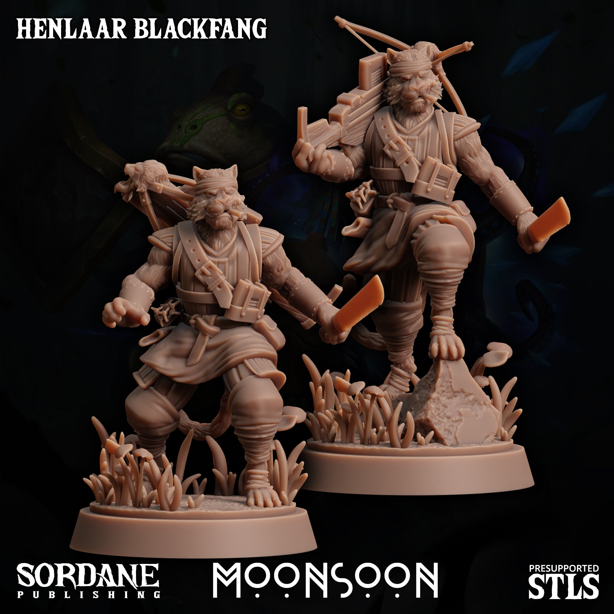 3D Printed Sordane Publishing  Henlaar Blackfang Moonsoon 28 32mm D&D (Online Only)