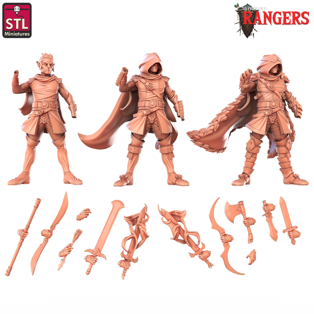 3D Printed STL Miniatures Elf Male Ranger A Rangers 28 - 32mm War Gaming D&D (Online Only)