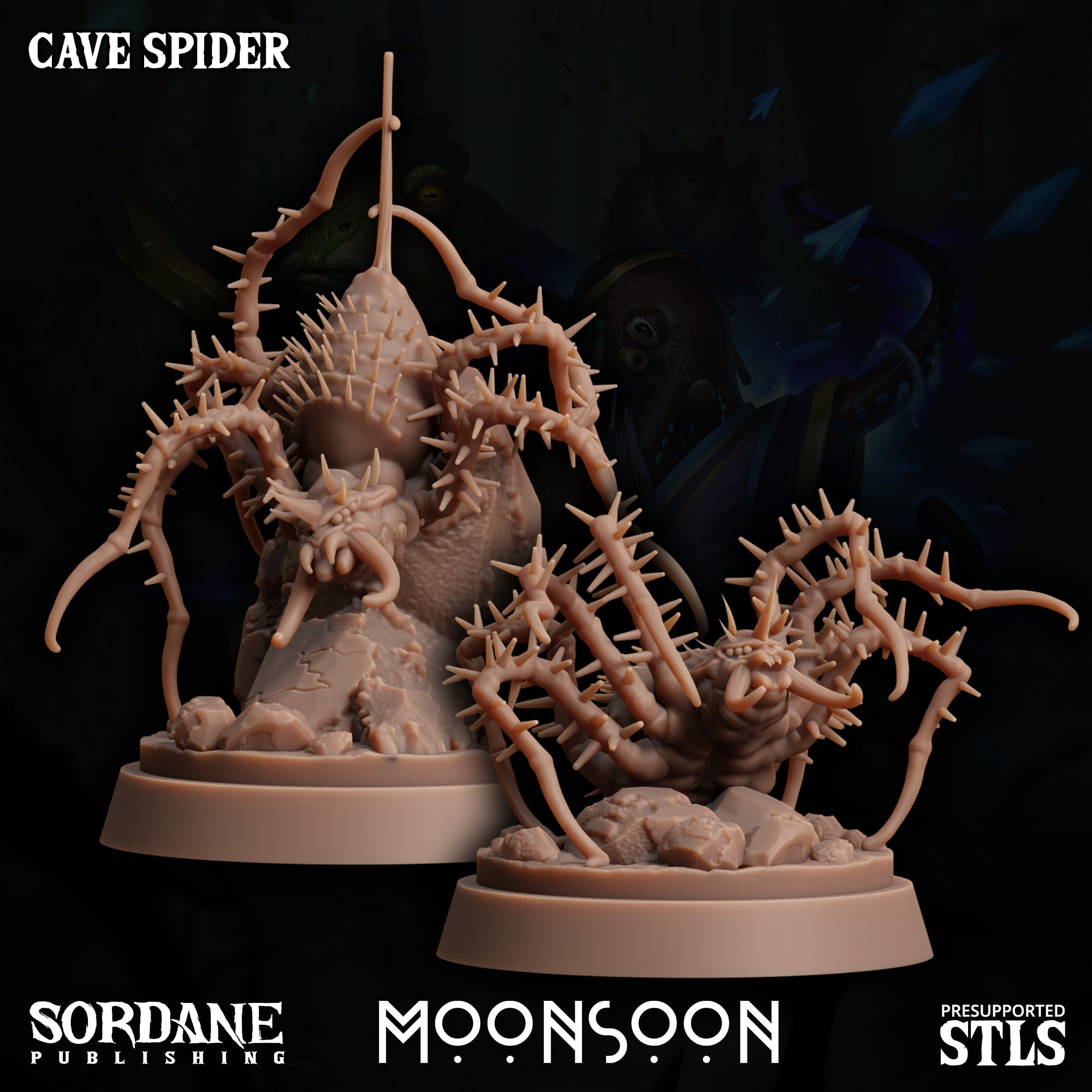 3D Printed Sordane Publishing Cave Spider Moonsoon 28 32mm D&D (Online Only)