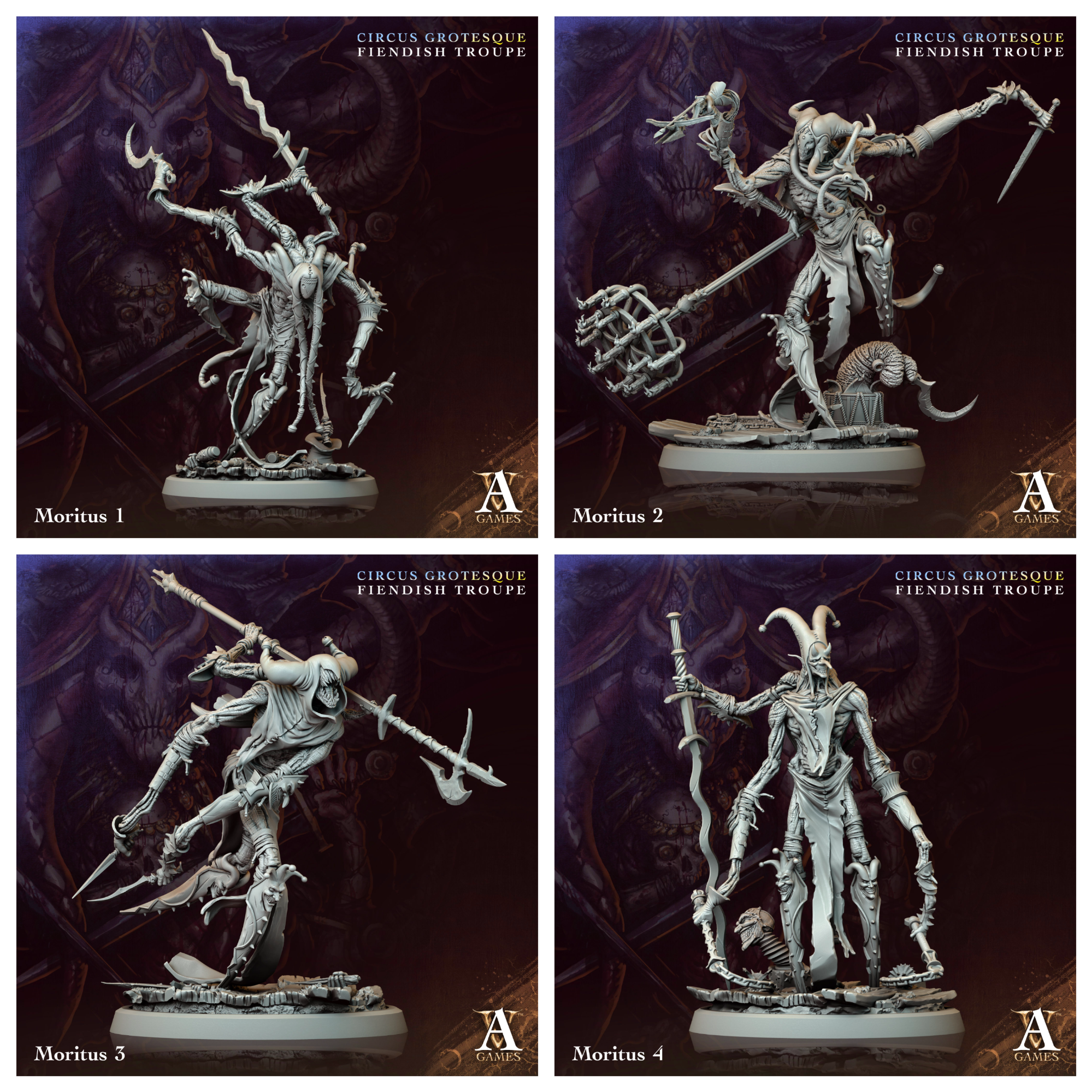3D Printed Archvillain Games Moritus Circus Grotesque Fiendish Troupe 28 32mm D&D (Online Only)