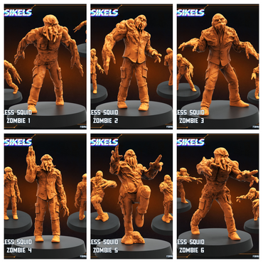 3D Printed Papsikels Voteless Squid Mind Zombie Set February 2025 Scifi 28mm 32mm (Online Only)