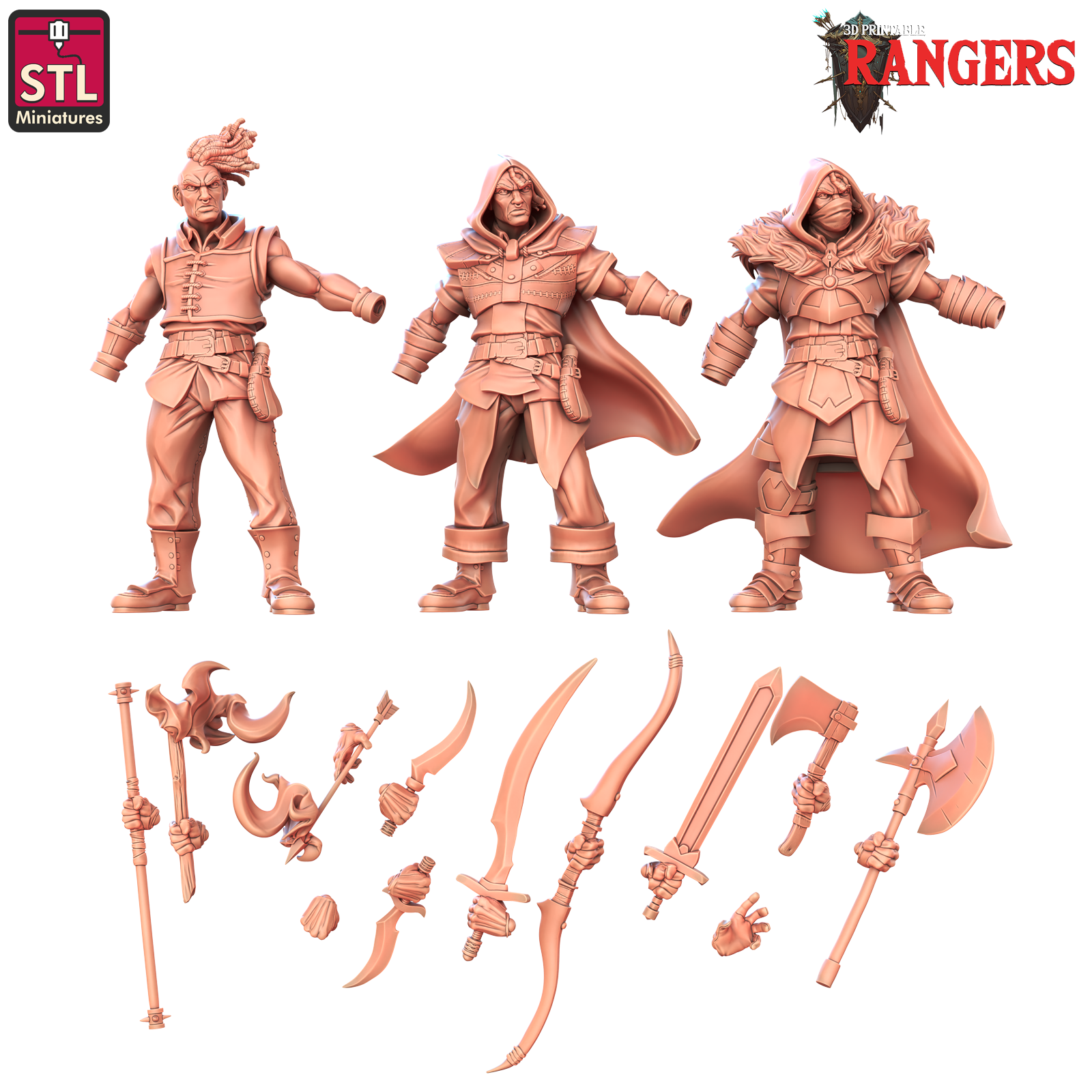 3D Printed STL Miniatures Human Male Ranger C Rangers 28 - 32mm War Gaming D&D (Online Only)