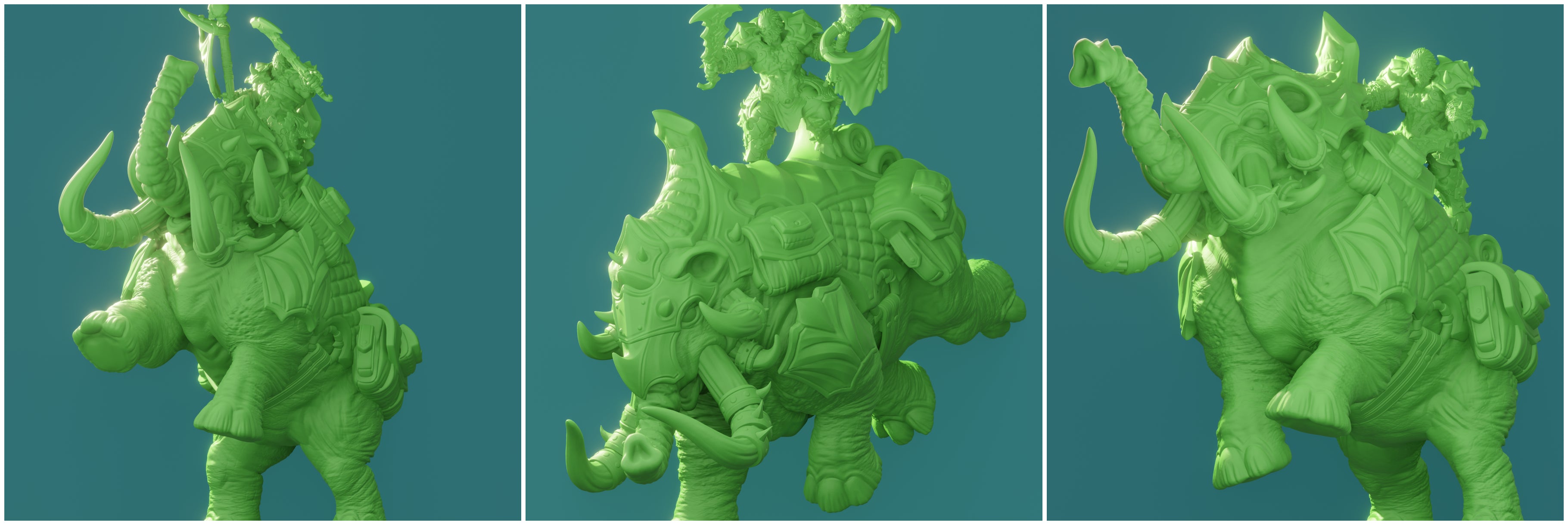 3D Printed Nafarrate Mammoth Rider Orc Set Orcs Army 28 32 mm D&D (Online Only)