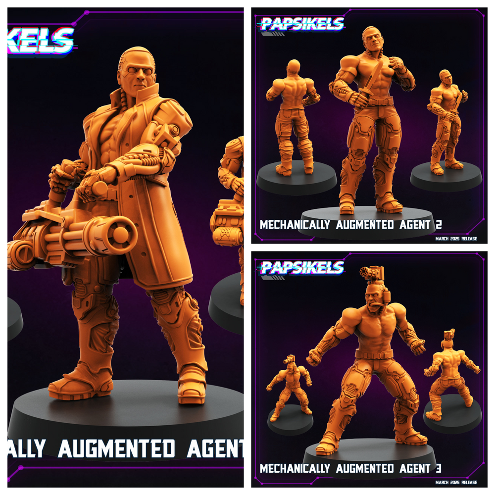 3D Printed Papsikels Mechanically Augmented Agent MARCH 2025 CYBERPUNK 28mm 32mm (Online Only)