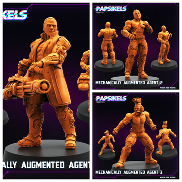 3D Printed Papsikels Mechanically Augmented Agent MARCH 2025 CYBERPUNK 28mm 32mm (Online Only)
