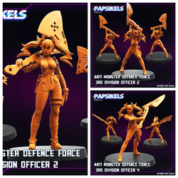 3D Printed Papsikels Anti Monster Defence Force 3rd Division Officer Nov 2024 Cyberpunk 28mm 32mm (Online Only)