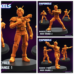 3D Printed Papsikels Masked Cyber Rider Orange Dec. 2024 Cyberpunk 28mm 32mm (Online Only)