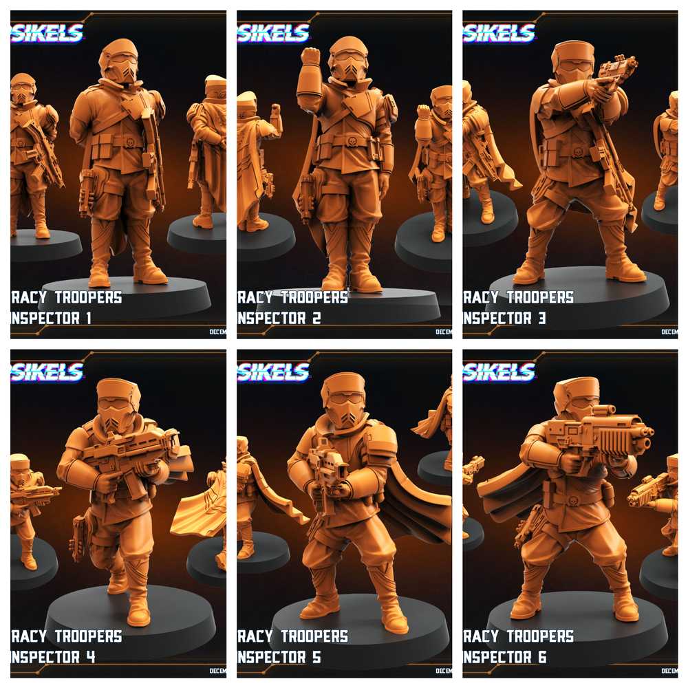 3D Printed Papsikels Democracy Troopers Hell Inspector Dec. 2024 SciFi 28mm 32mm (Online Only)