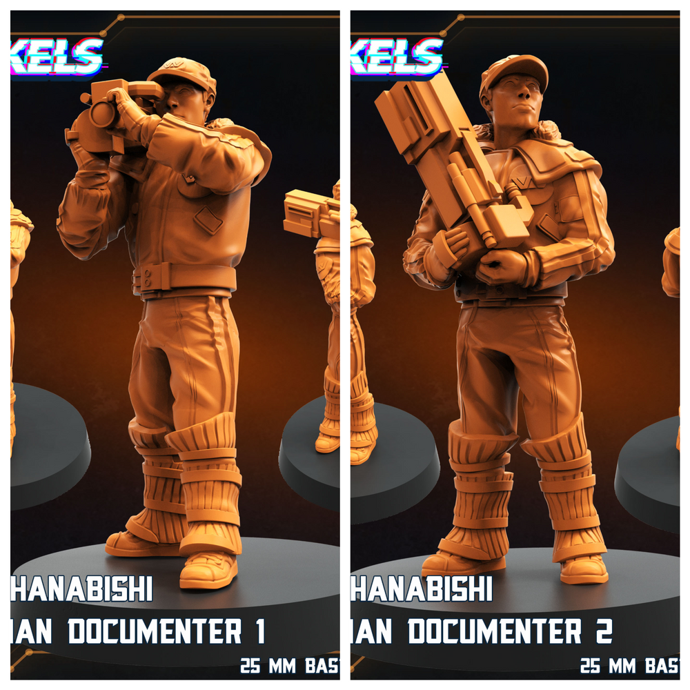 3D Printed Papsikels Wayland Hanabishi Cameraman Documenter Set SEPTEMBER 2024 SCIFI 28mm 32mm (Online Only)