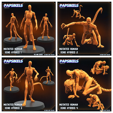 3D Printed Papsikels Mutated Human Xeno Hybrid Set October 2024 SciFi 28mm 32mm (Online Only)