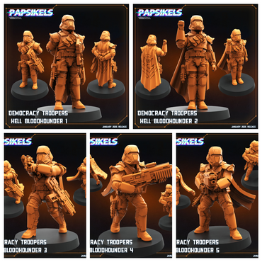 3D Printed Papsikels Democracy Trooper Hell Bloodhounders Set January 2025 - Scifi 28mm 32mm (Online Only)