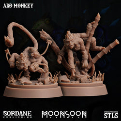 3D Printed Sordane Publishing Ako Monkey Moonsoon 28 32mm D&D (Online Only)