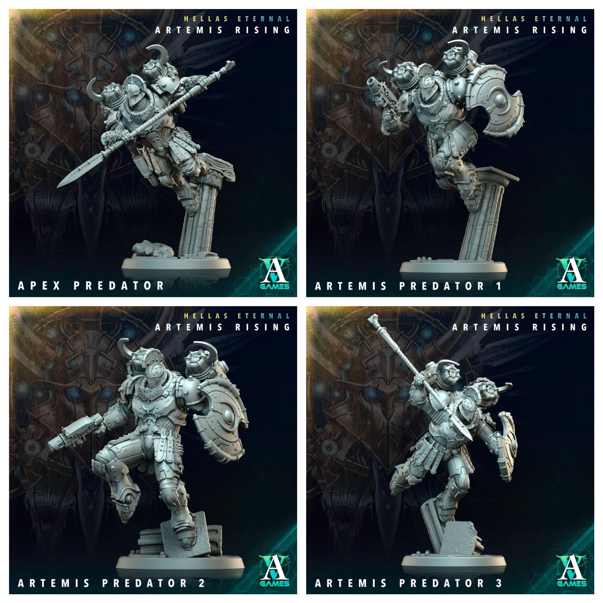 3D Printed Archvillain Games Apex Predator Artemis Predators Hellas Eternal Artemis Rising 28 32mm D&D (Online Only)