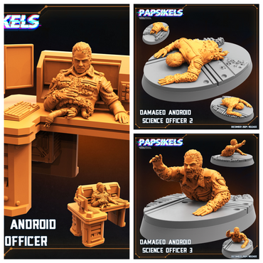 3D Printed Papsikels Damaged Android Science Officer Dec. 2024 SciFi 28mm 32mm (Online Only)