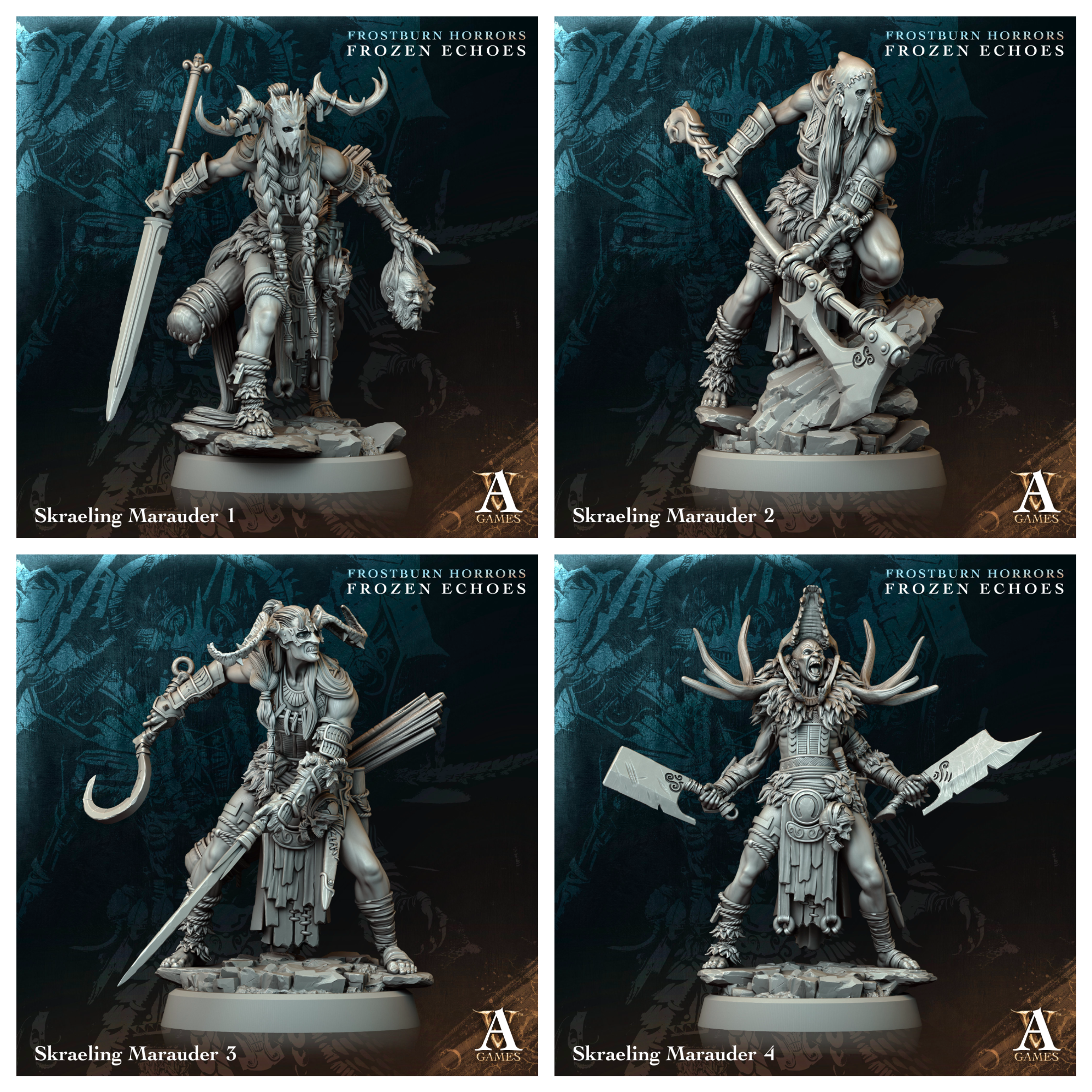 3D Printed Archvillain Games Skraeling Marauder Frostburn Horrors Frozen Echoes 28 32mm D&D (Online Only)