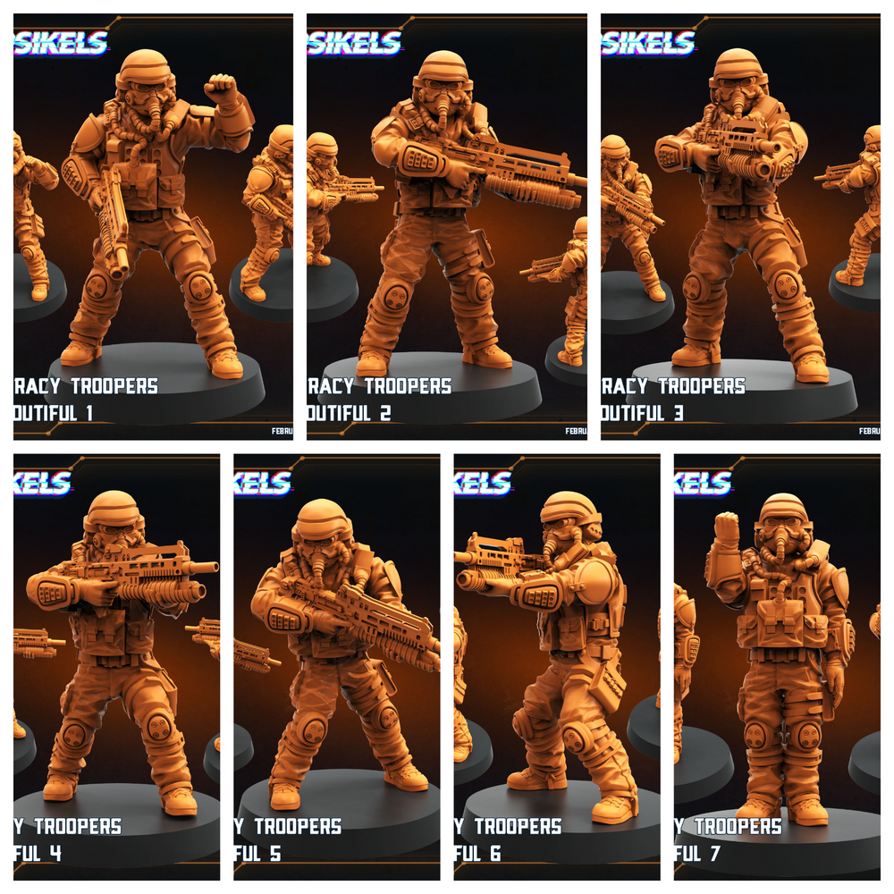 3D Printed Papsikels Democracy Trooper Hell Dutiful February 2025 Scifi 28mm 32mm (Online Only)