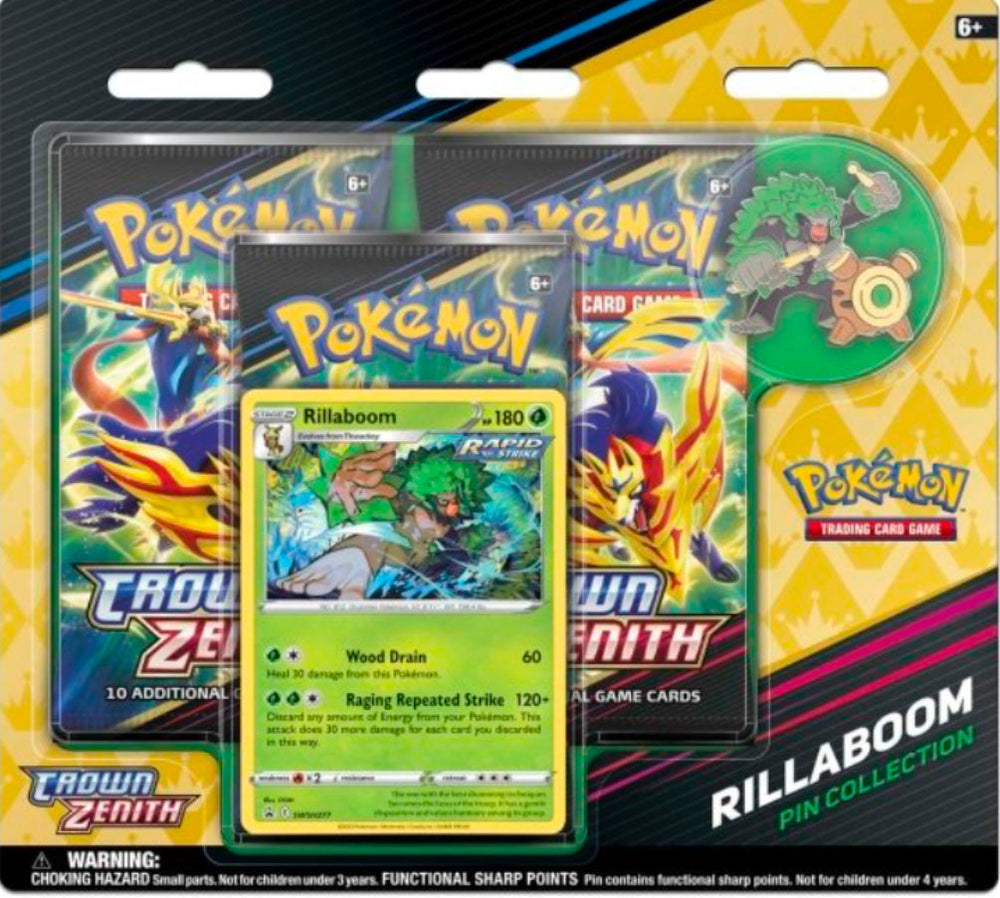 Pokemon Crown Zenith 3-Booster Pack Rillaboom | New (ONLINE ORDER ONLY)