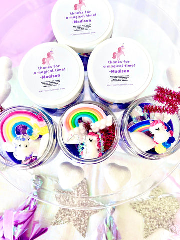 Rainbow Unicorn Play Dough Party Favors for Kids' Birthdays (ONLINE ORDER ONLY)