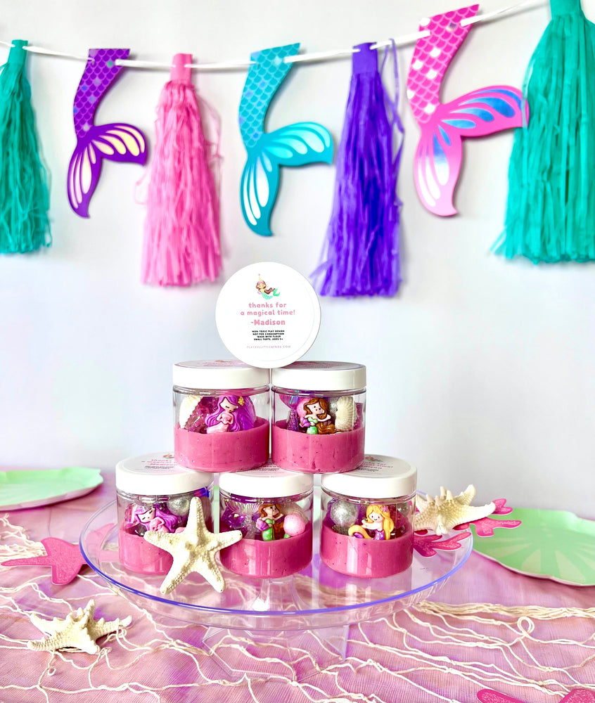 Custom Mermaid Play Dough Favors for Birthday Party Goodie Bags (ONLINE ORDER ONLY)