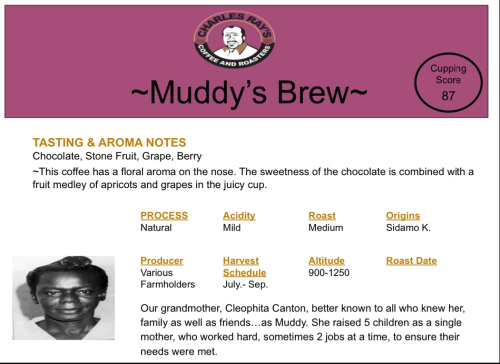 Muddy's Brew (Ethiopian Sidamo) FTO, Natural (ONLINE ORDER ONLY)