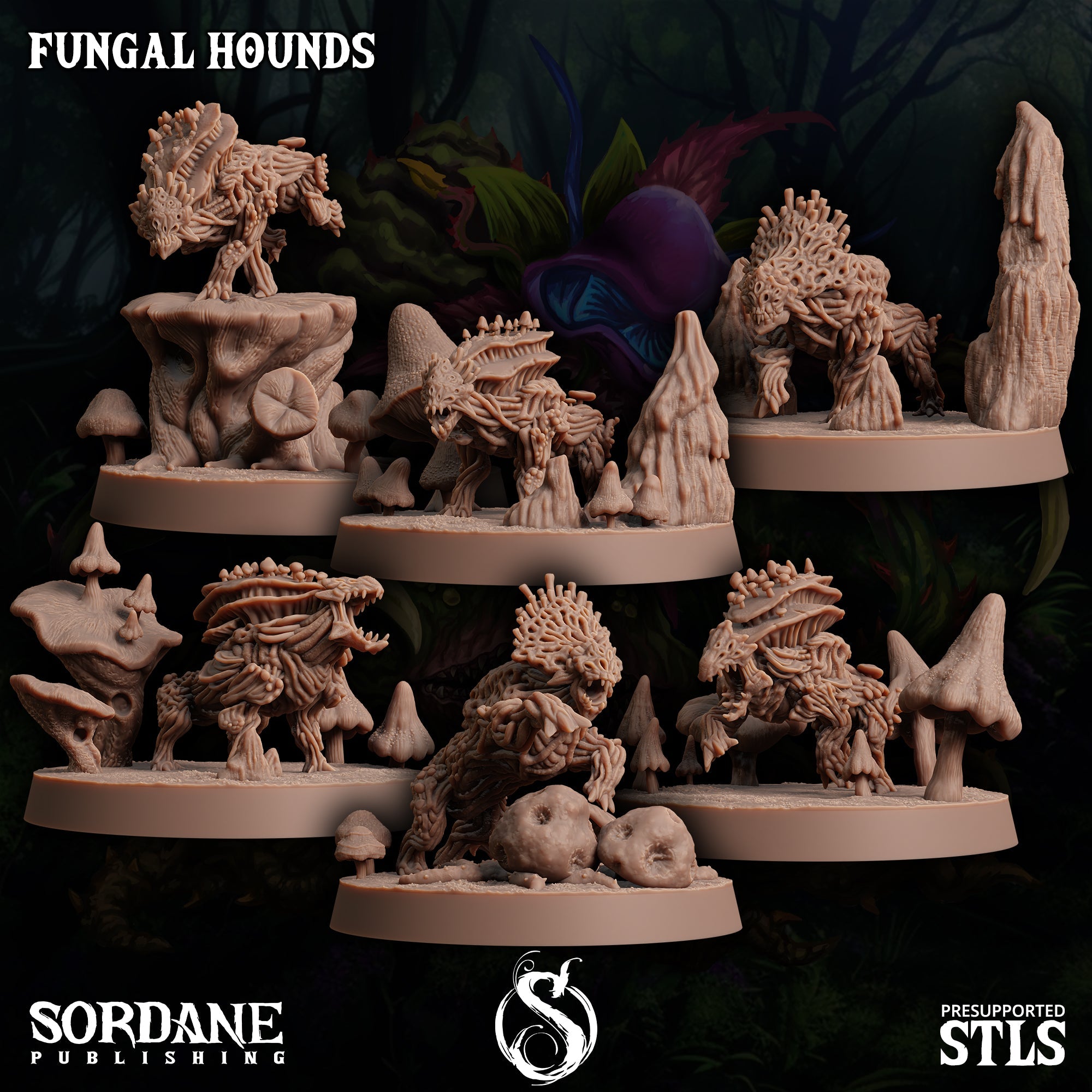 3D Printed Sordane Publishing Fungal Hound 28 32mm D&D (Online Only)
