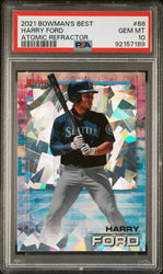 Graded 2021 Topps Bowmans Best Harry Ford #88 Atomic Refractor Rookie RC Baseball Card PSA 10 Gem Mint (ONLINE ORDER ONLY)