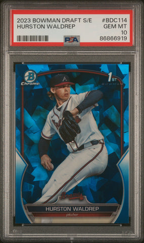 Graded 2023 Topps Bowman Draft Sapphire Hurston Waldrep #BDC114 Rookie RC Baseball Card PSA 10 Gem Mint (ONLINE ORDER ONLY)