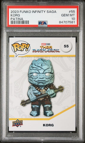 2023 UPPER DECK FUNKO POP MARVEL  KORG PATINA #55  PSA 10 (Online Order Only)