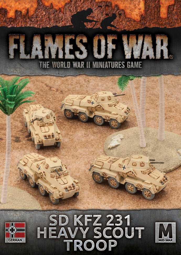 Flames of War: German SD KFZ 231 Heavy Scout Troop (Mid War-Afrika Korps) (ONLINE ORDER ONLY)