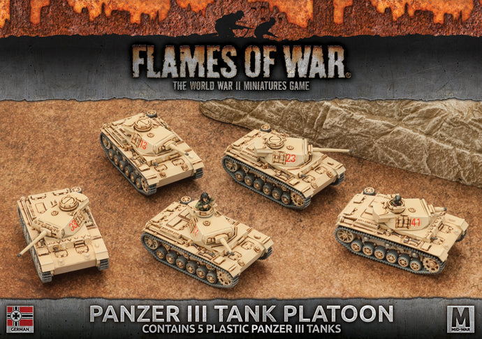 Flames of War: German Panzer III Tank Platoon (Mid War-Afrika Korps) (ONLINE ORDER ONLY)