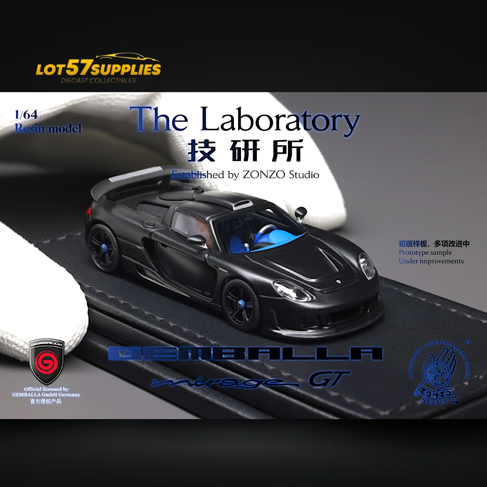 The Laboratory X ZONZO Gemballa Mirage GT MATTE BLACK 1:64 Resin (ONLINE ORDER ONLY)