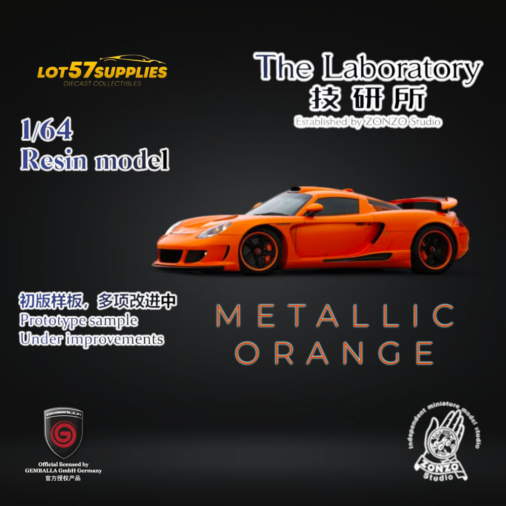 (Pre-Order) The Laboratory X ZONZO Gemballa Mirage GT Metallic Orange 1:64 Resin (ONLINE ORDER ONLY)