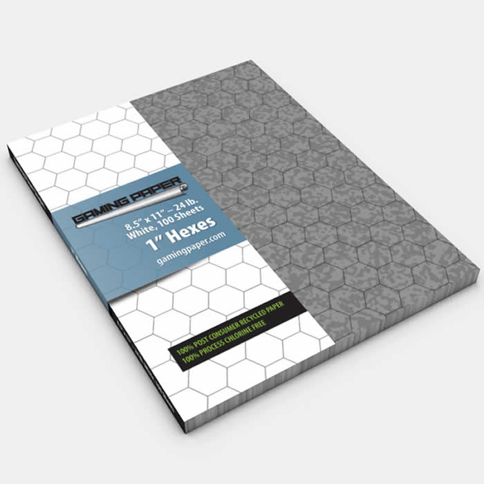 GGP1902 Grey Cobblestone Gaming Paper 1in Hexes Singles (100 Sheets) (ONLINE ORDER ONLY)