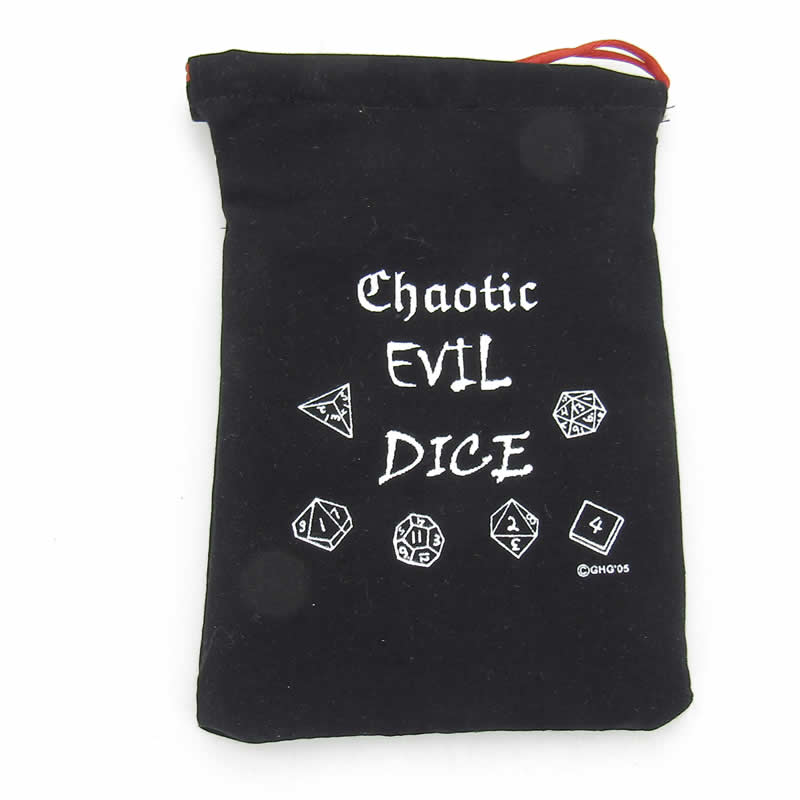 GHGCB1025 Chaotic Evil Dice Bag 7inx5in Drawstring Gallant Hands Gamers Gear (ONLINE ORDER ONLY)