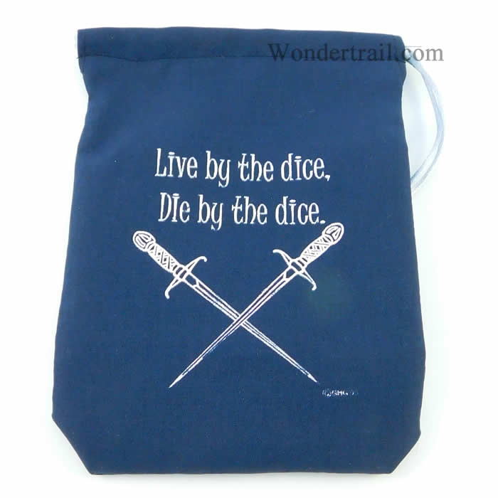 GHGCB1026 Live Or Die By The Dice Bag 7inx5in Drawstring Gallant Hands Gamers Gear (ONLINE ORDER ONLY)