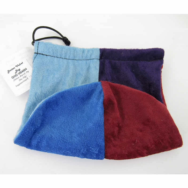 GHGVB4004 Jester Multi-colored Velvet Dice Bag 7inx5in Drawstring (ONLINE ORDER ONLY)
