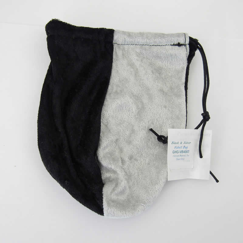 GHGVB4007 Black And Silver Velvet Dice Bag 7inx5in Drawstring (ONLINE ORDER ONLY)