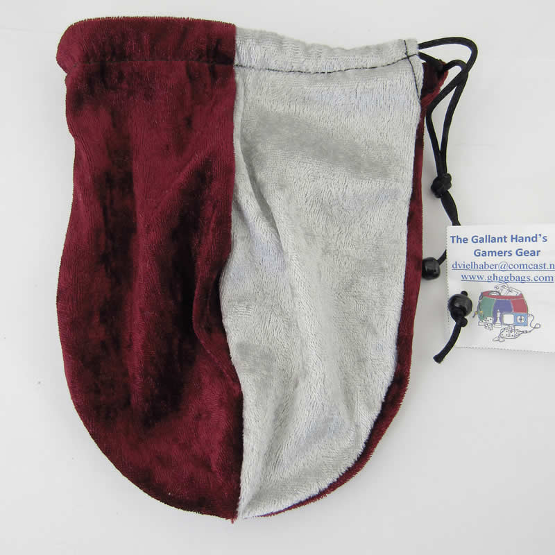 GHGVB4009 Wine and Silver Velvet Dice Bag 7inx5in Drawstring (ONLINE ORDER ONLY)