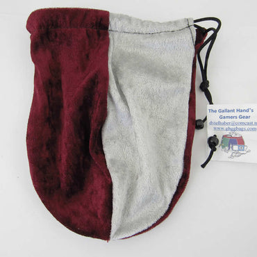 GHGVB4009 Wine and Silver Velvet Dice Bag 7inx5in Drawstring (ONLINE ORDER ONLY)