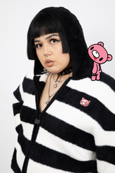 Gloomy Bear Striped Fuzzy Zip Up Jacket (ONLINE ORDER ONLY)