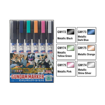 Mr. Hobby: Gundam Marker - Metallic Marker Set #2 (6 Markers) (ONLINE ORDER ONLY)