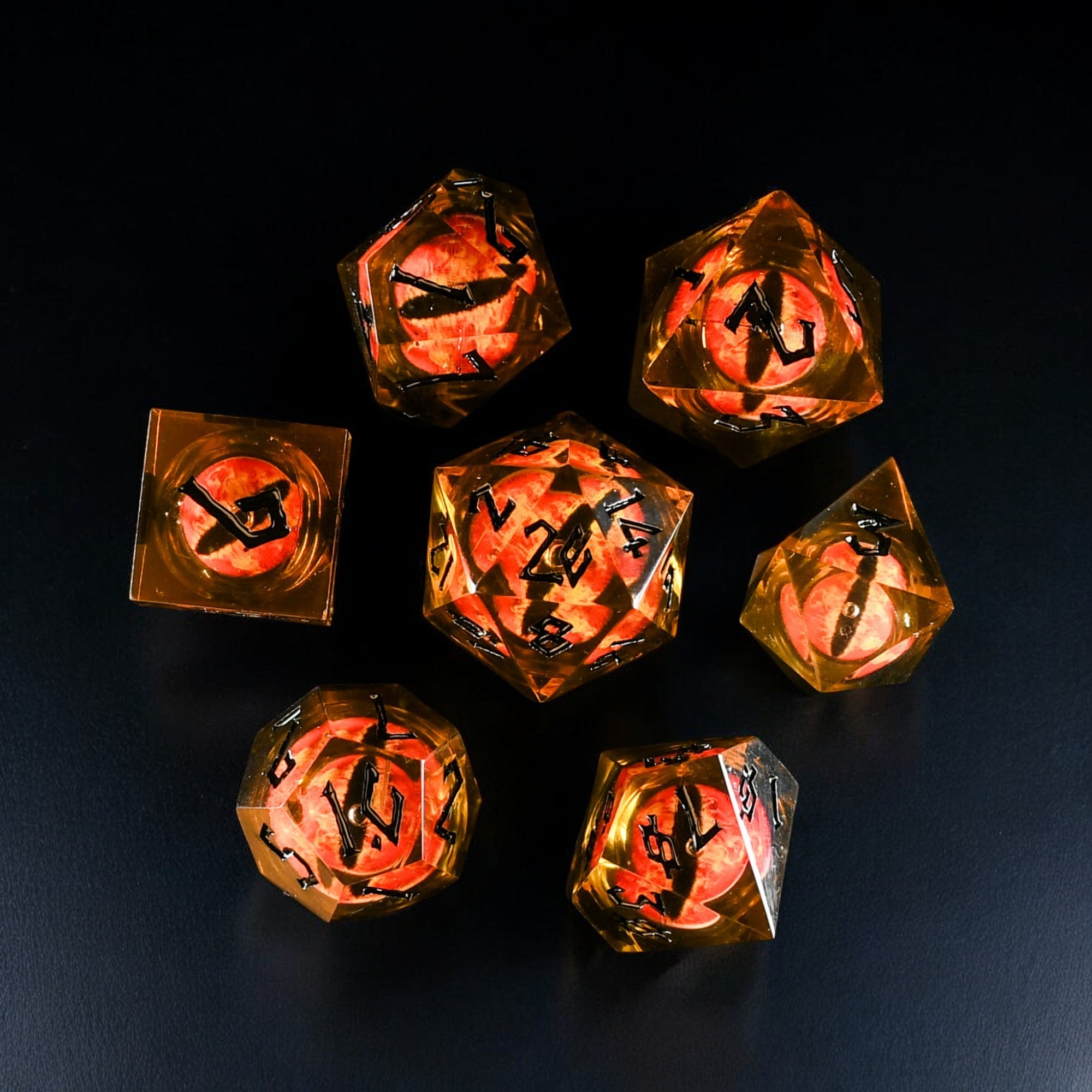 Flaming Eye Liquid Core Dice Set (ONLINE ORDER ONLY)