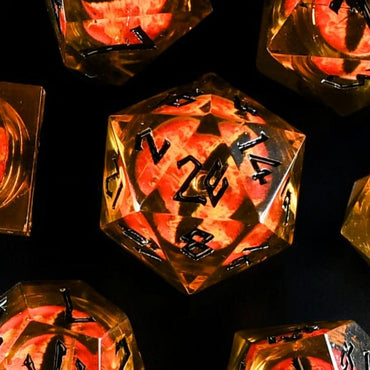 Flaming Eye Liquid Core Dice Set (ONLINE ORDER ONLY)