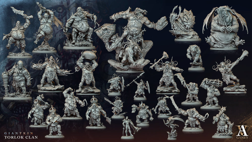 3D Printed Archvillain Games Giantkin - Torlok Clan Hoggmog Borgos 28 32mm D&D (Online Only)