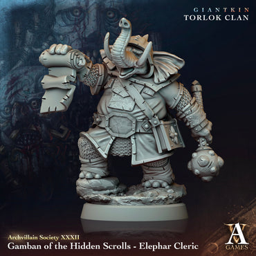 3D Printed Archvillain Games Archvillain Society Vol. XXXII Gamban of the Hidden Scrolls - Elephar Cleric 28 32mm D&D (Online Only)