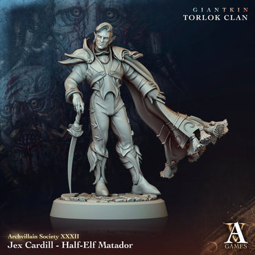 3D Printed Archvillain Games Archvillain Society Vol. XXXII Jex Cardill - Half Elf Matador 28 32mm D&D (Online Only)