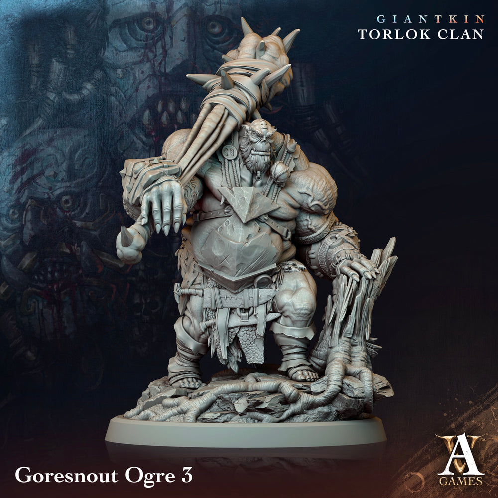 3D Printed Archvillain Games Giantkin - Torlok Clan Goresnout Ogre 28 32mm D&D (Online Only)