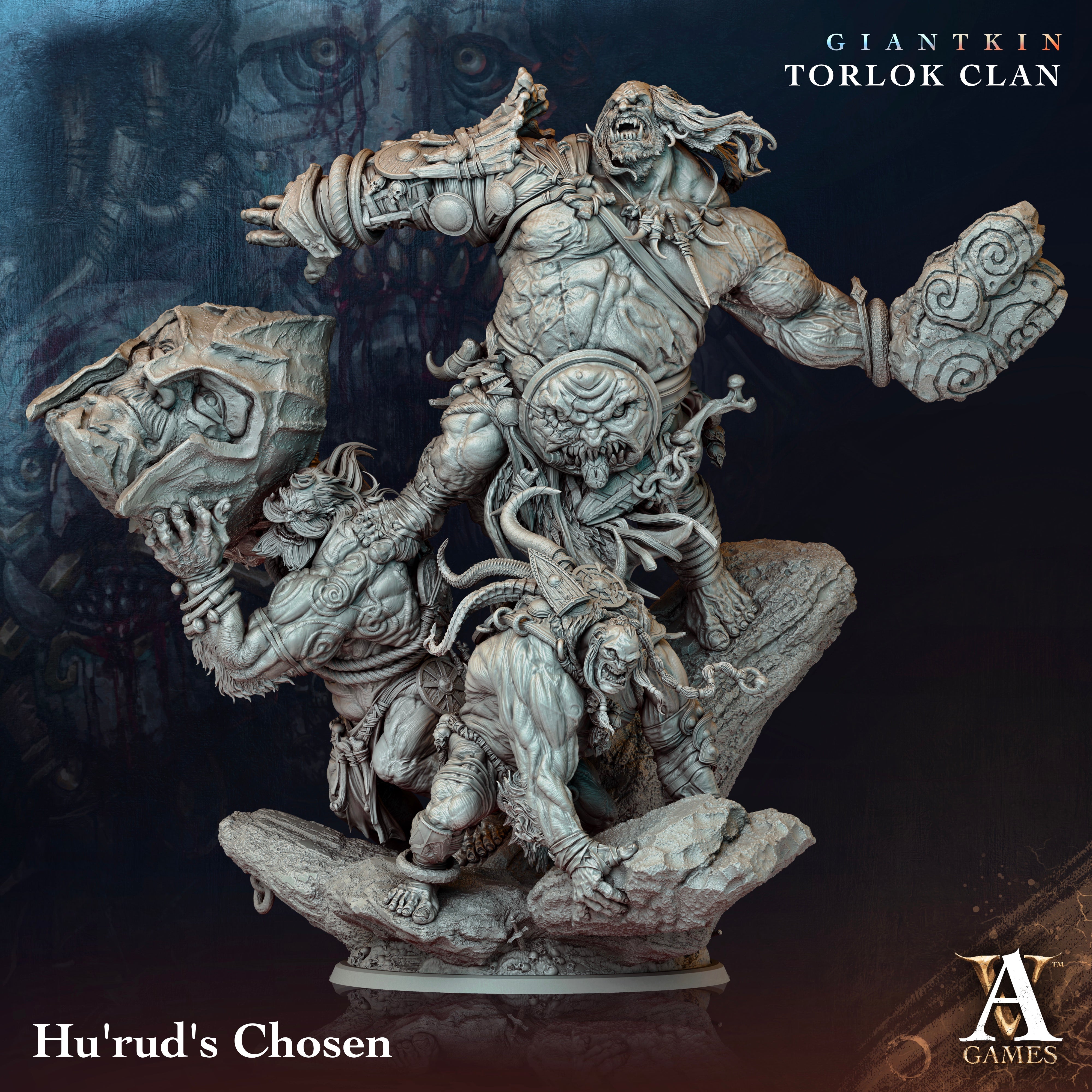 3D Printed Archvillain Games Giantkin - Torlok Clan Hu'rud's Chosen 28 32mm D&D (Online Only)