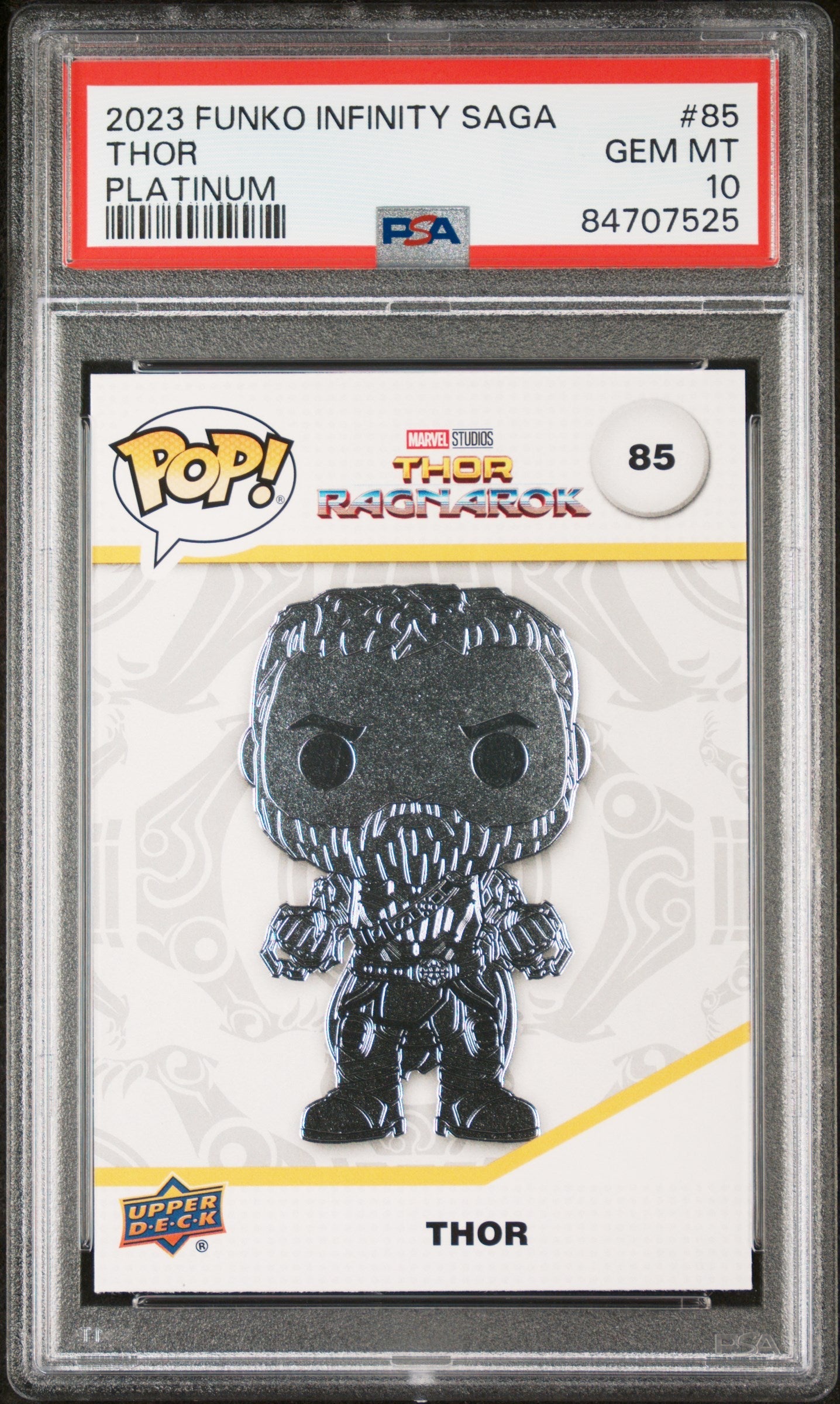 2023 UPPER DECK FUNKO POP MARVEL  THOR PLATINUM #85  PSA 10 (Online Order Only)