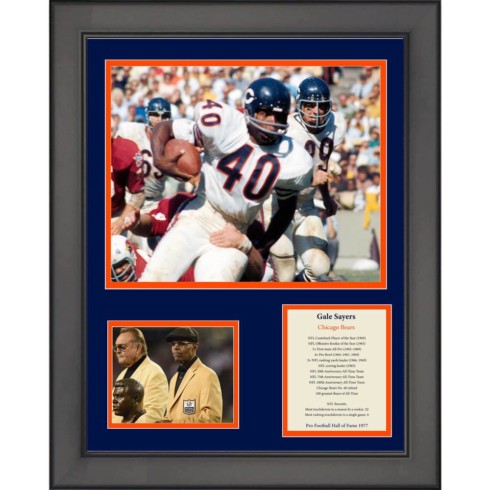 Framed Gale Sayers Hall of Fame Chicago Bears Football 11"x14" Three Photo Collage (ONLINE ORDER ONLY)